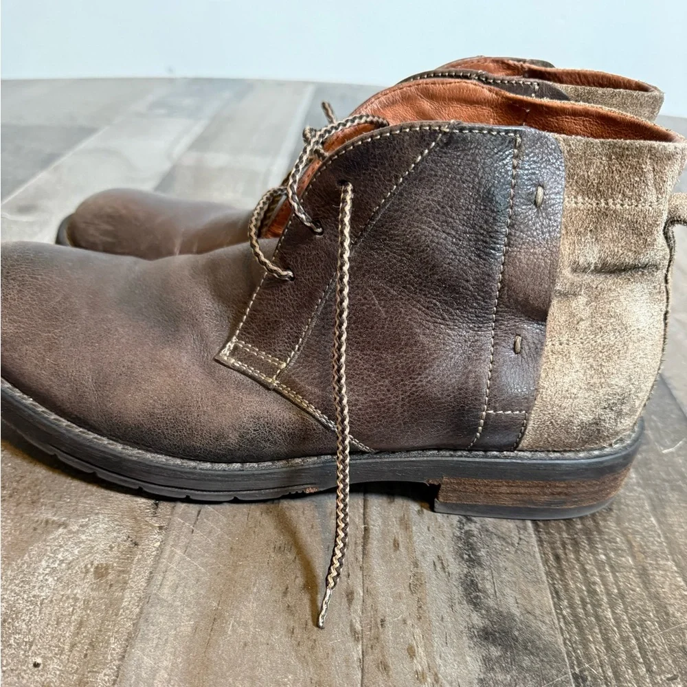 Johnston & Murphy Brown Leather Chukka Boots 8.5‎ Made Italy Lace Up Distressed